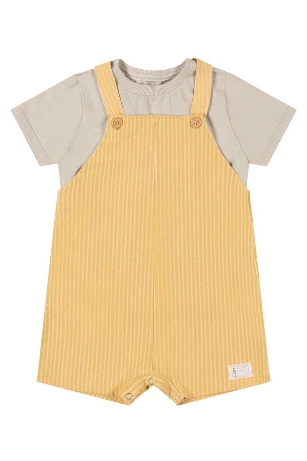 Infantil - Conjunto Menino Jardineira Listrada Colorittá Amarelo