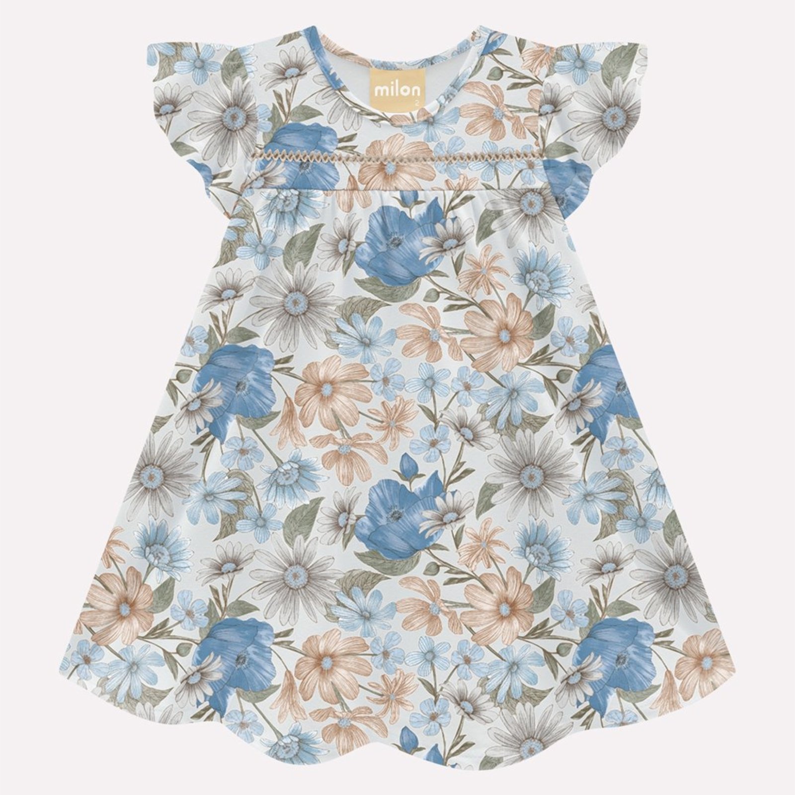 Infantil - Vestido Menina Flores Milon