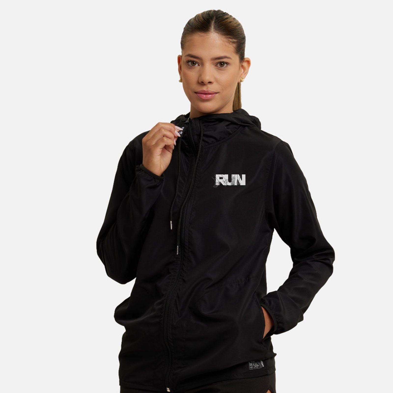 Jaqueta Corta Vento Impermeável Feminina Preto WSS Run Energia