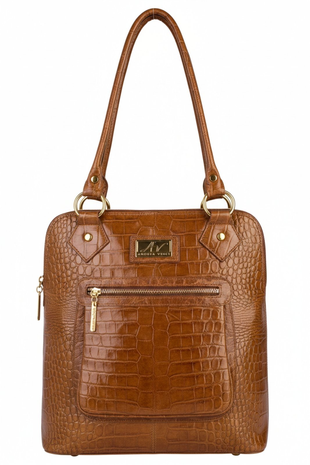 Vista 2 Bolsa mochila de couro croco Lívia - Whisky Andrea Vinci preto Andrea Vinci preto