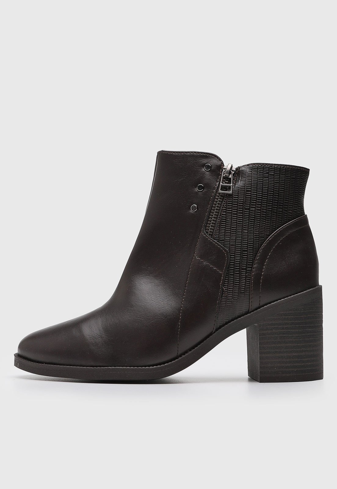 Bota Feminina Comfortflex Cano Baixo Salto Grosso Marrom