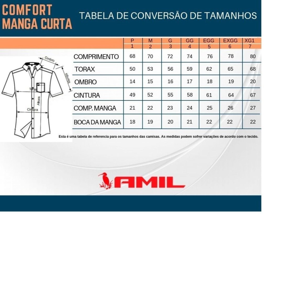 Vista 3 Camisa Social Amil Listrada Comfort Algodão Cronos Manga Curta Luxo preto Amil preto