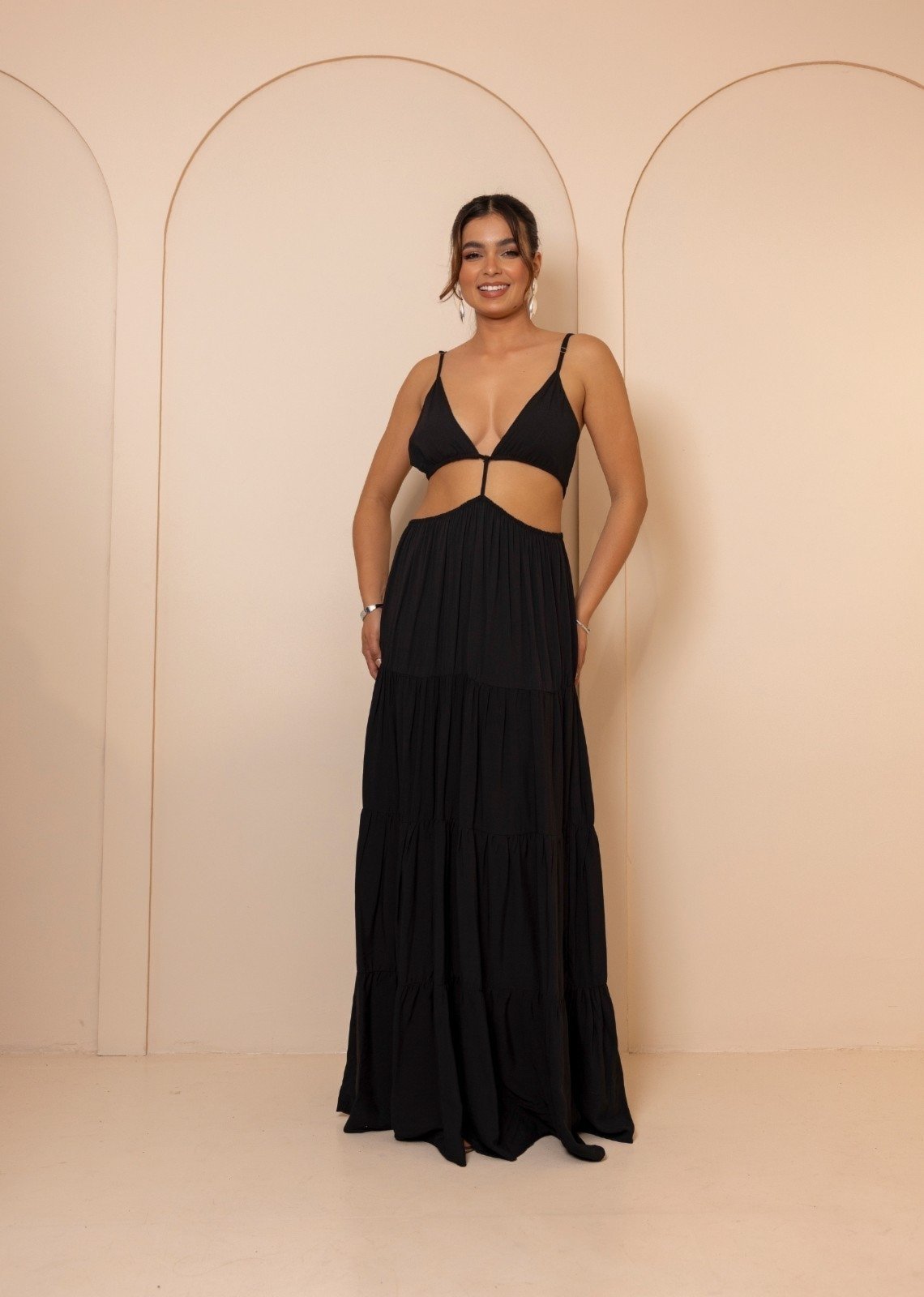 Vestido Mykonos Longo Alcinha Regulável preto
