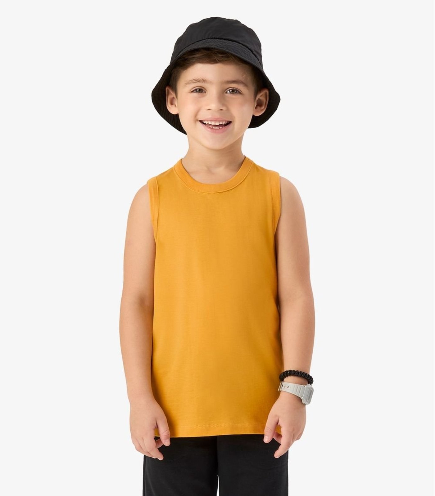 Vista 2 Infantil - Regata Básica Masculina Rovi Rovitex Kids Básicos amarelo Rovitex Kids Básicos amarelo