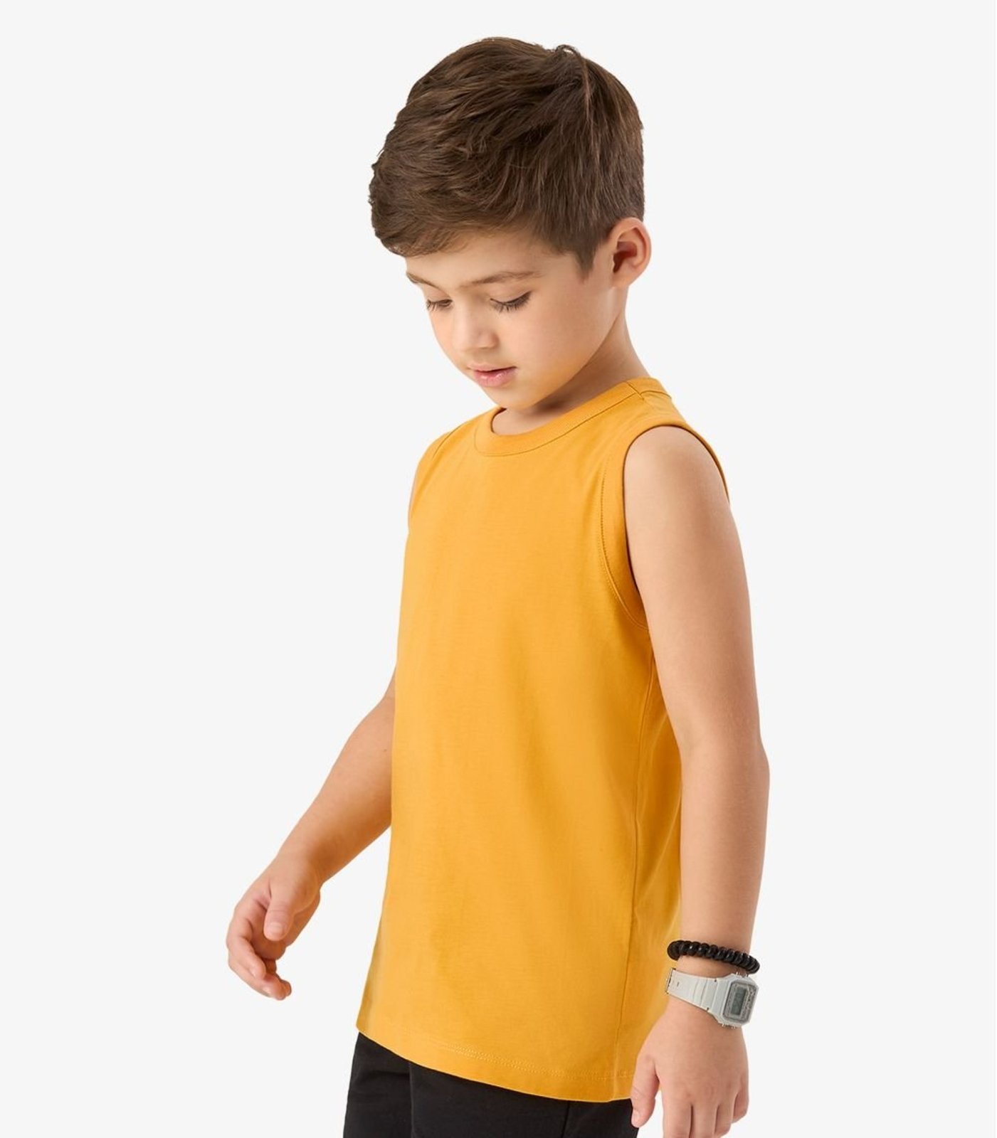 Vista 3 Infantil - Regata Básica Masculina Rovi Rovitex Kids Básicos amarelo Rovitex Kids Básicos amarelo