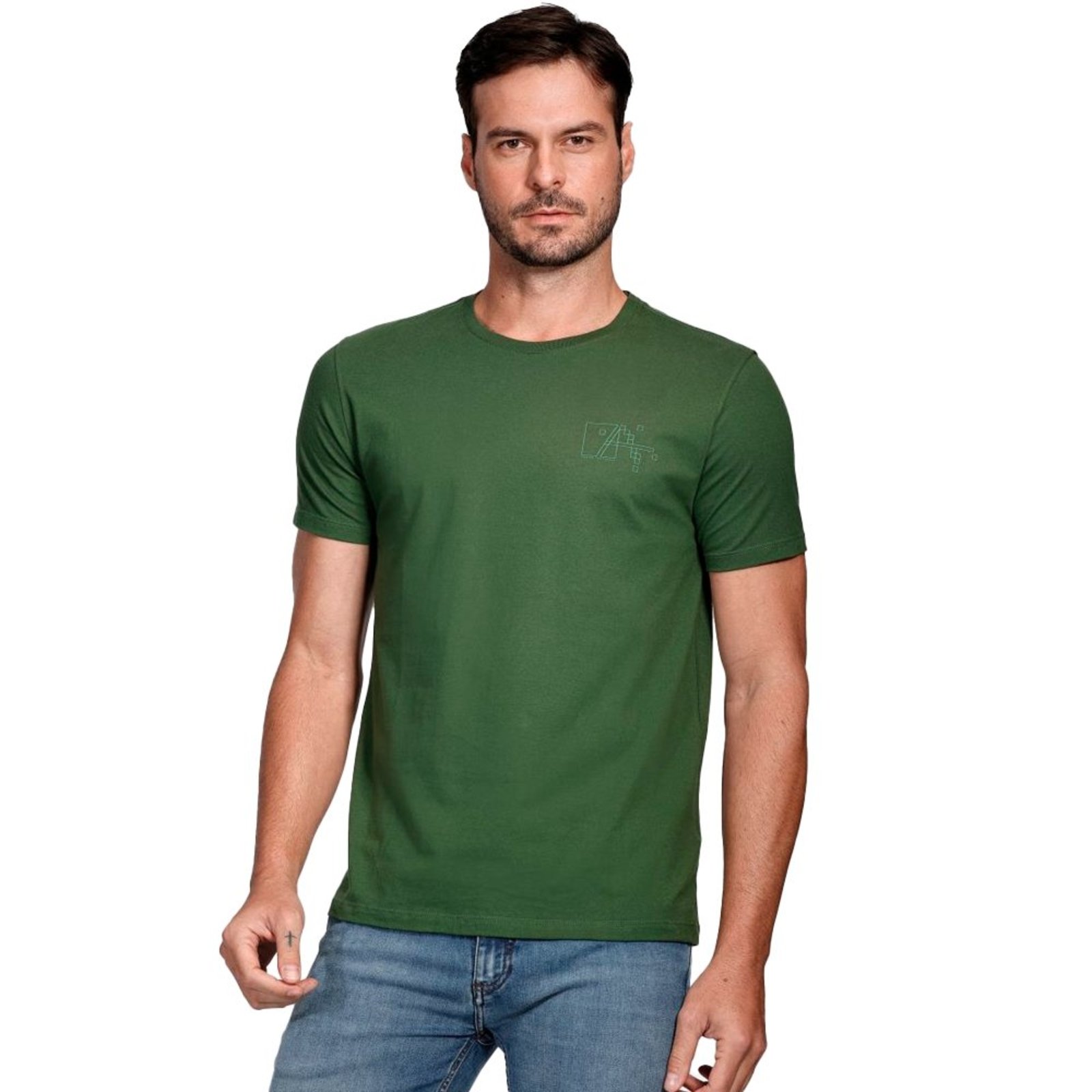 Camiseta Aramis Pixel Outline Ve25 Verde Musgo Masculino