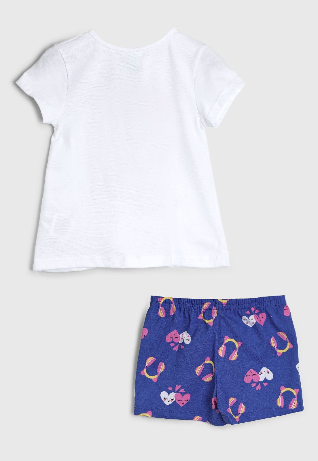 Vista 3 Pijama Kyly Gatinha e Fones branco Kyly branco