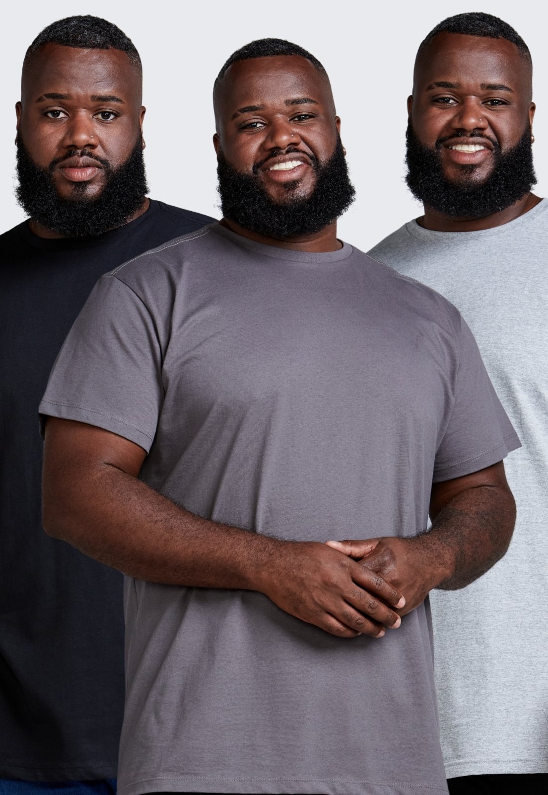 Kit 3 Camiseta Básica Masculina Algodão Plus Size Daze Modas Chumbo, Cinza e Preto