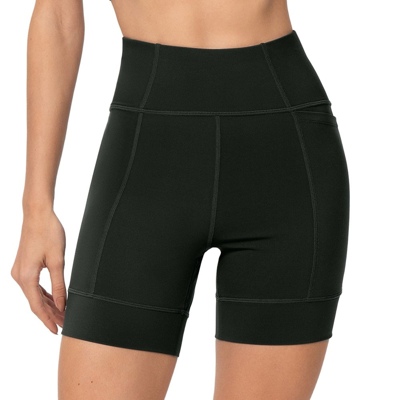 Bermuda Fitness Compressão Barra Dupla e Bolsos Preto