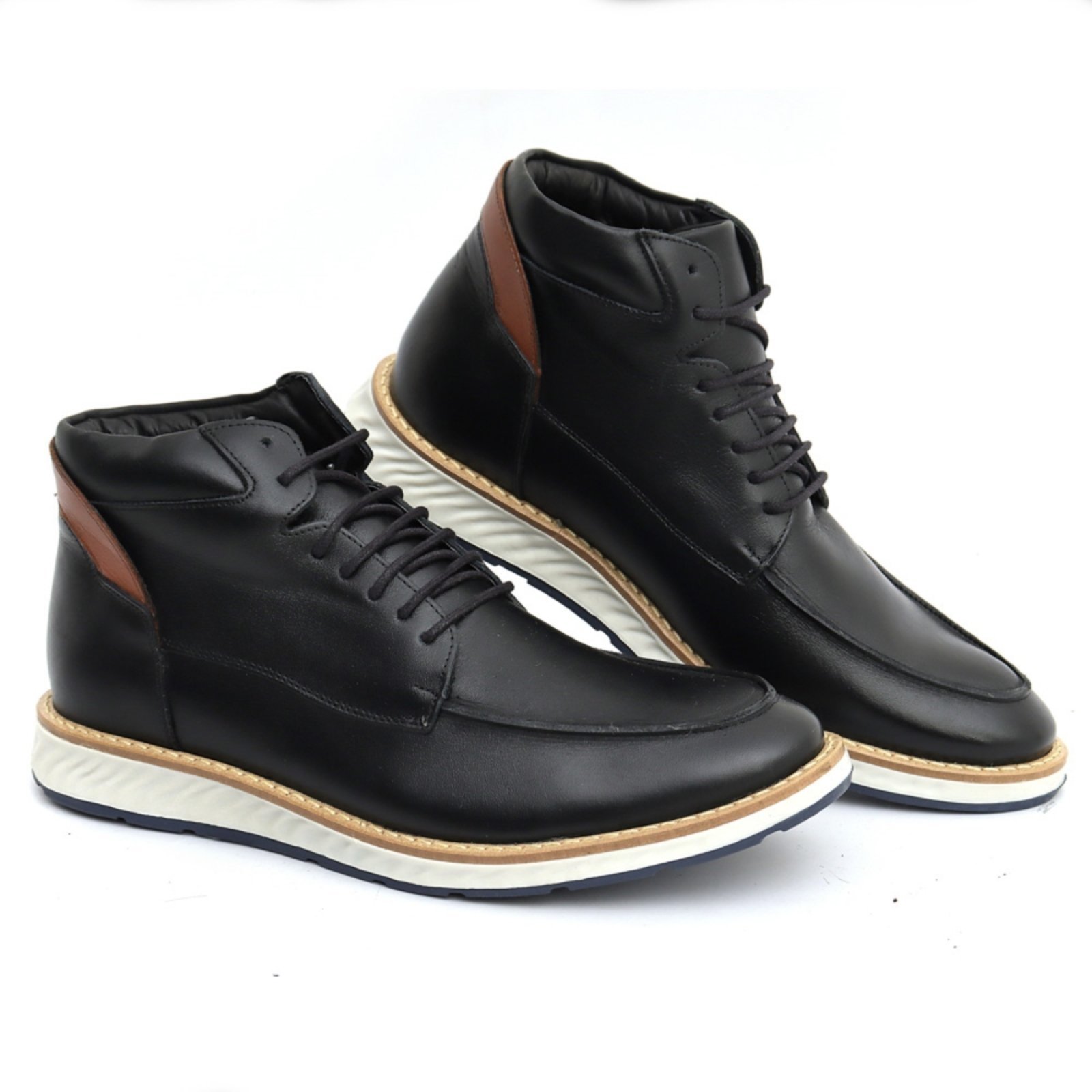 Bota Coturno Casual Masculino Moc boots Elite Couro Premium Mr Light Preto