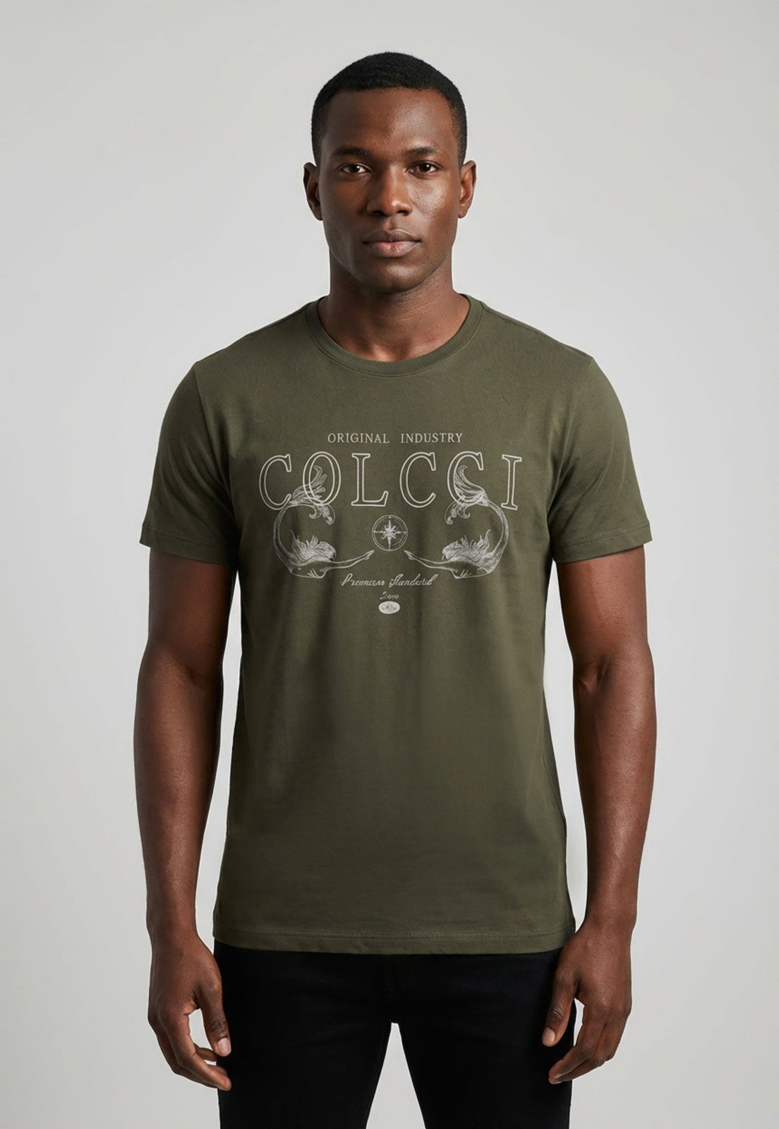 Camiseta Masculina Colcci Estampa Frontal Verde
