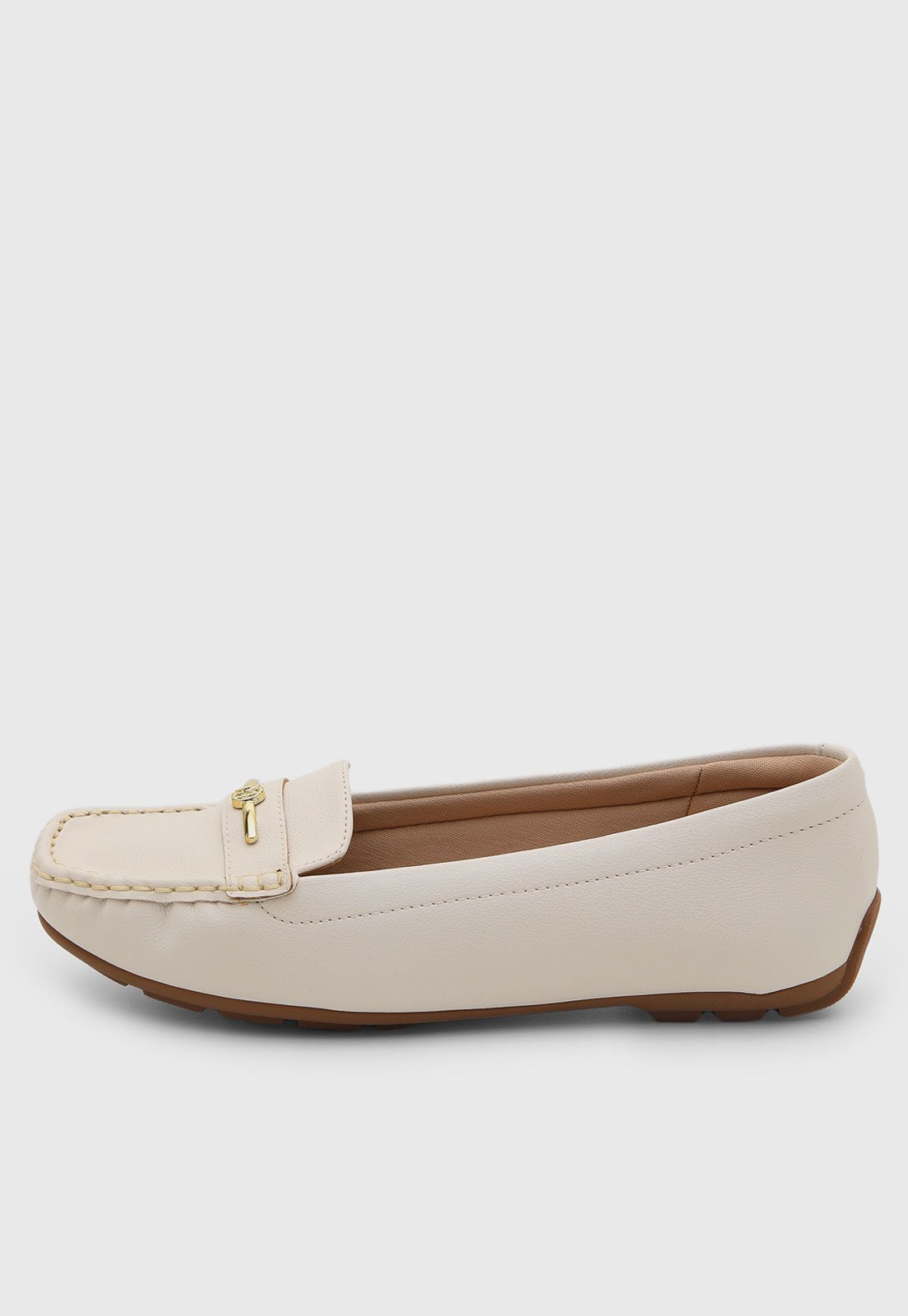 Mocassim Feminino Modare Detalhe Metal Bege