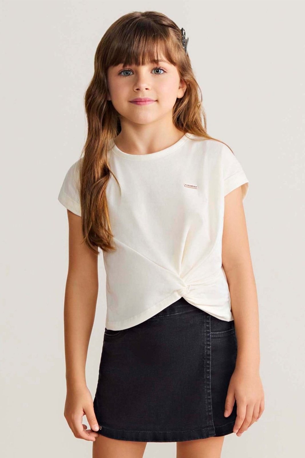 Infantil - Short Saia Jeans Menina Colorittá Preto