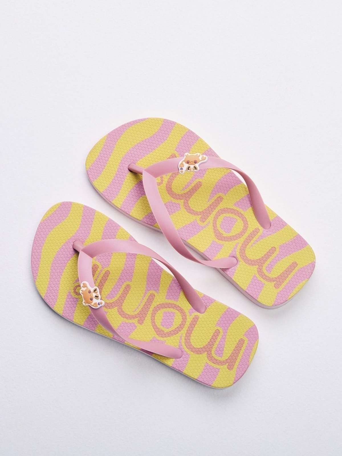 Infantil - Chinelo Menina Rosa Neon Listrado