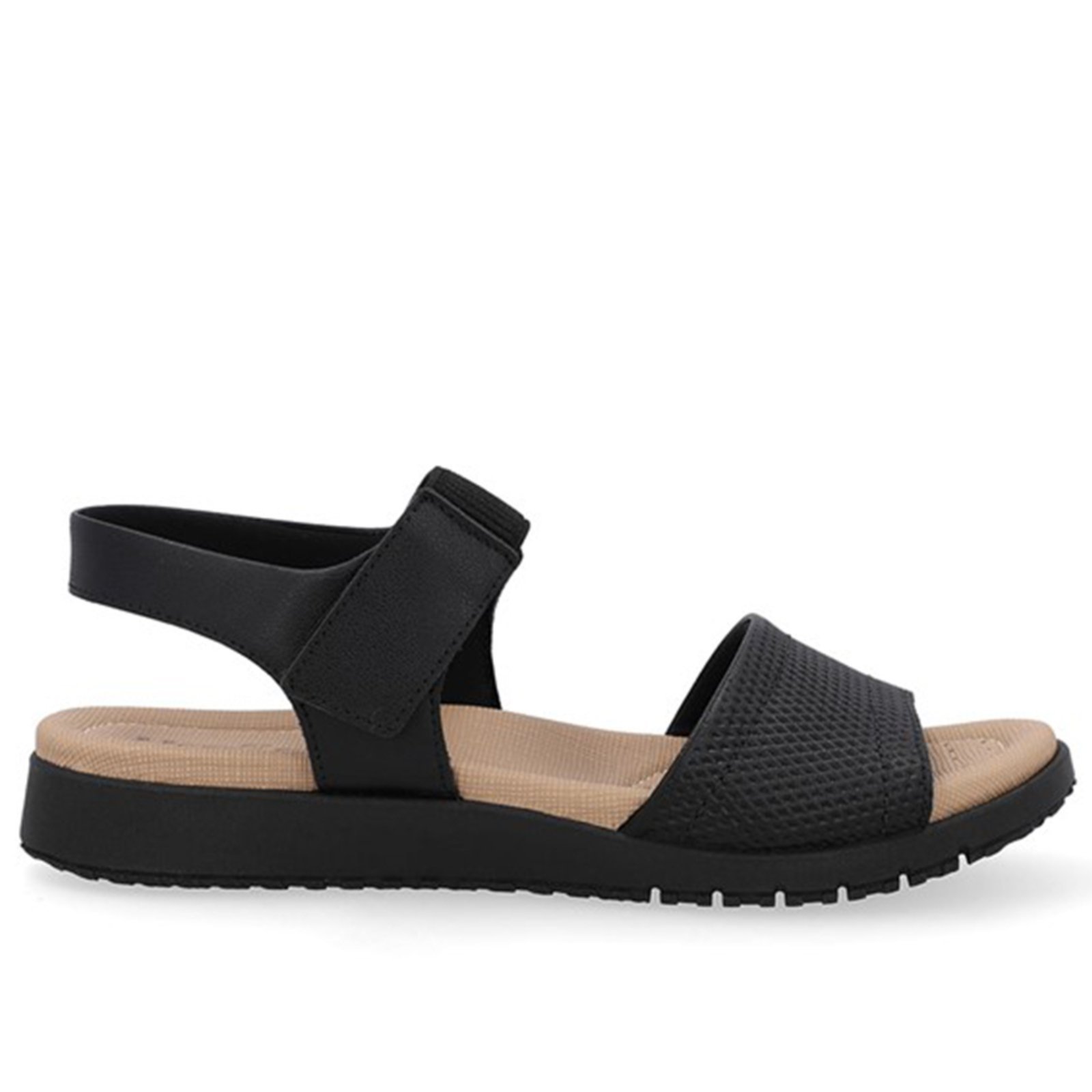 Sandália Salto Baixo Couro Fecho-Flex Usaflex Preto – 001