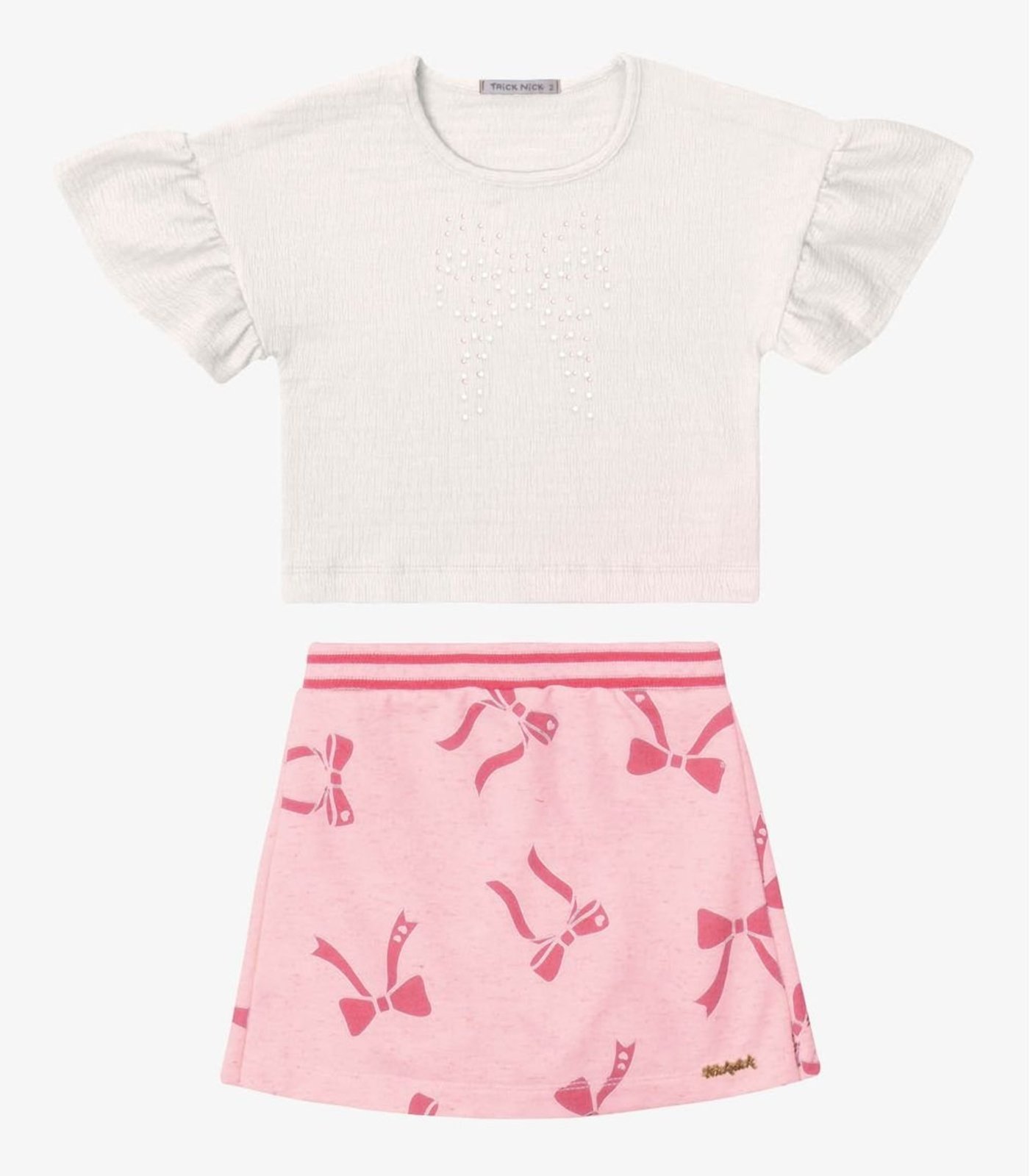 Infantil - Conjunto Verão Menina Curto Estampado Trick Nick Rosa