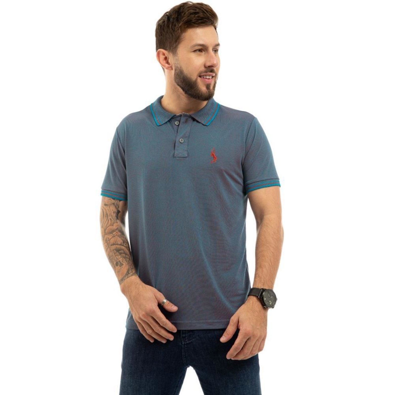 Camiseta Masculina Polo John Pull Manga Curta Moda Casual