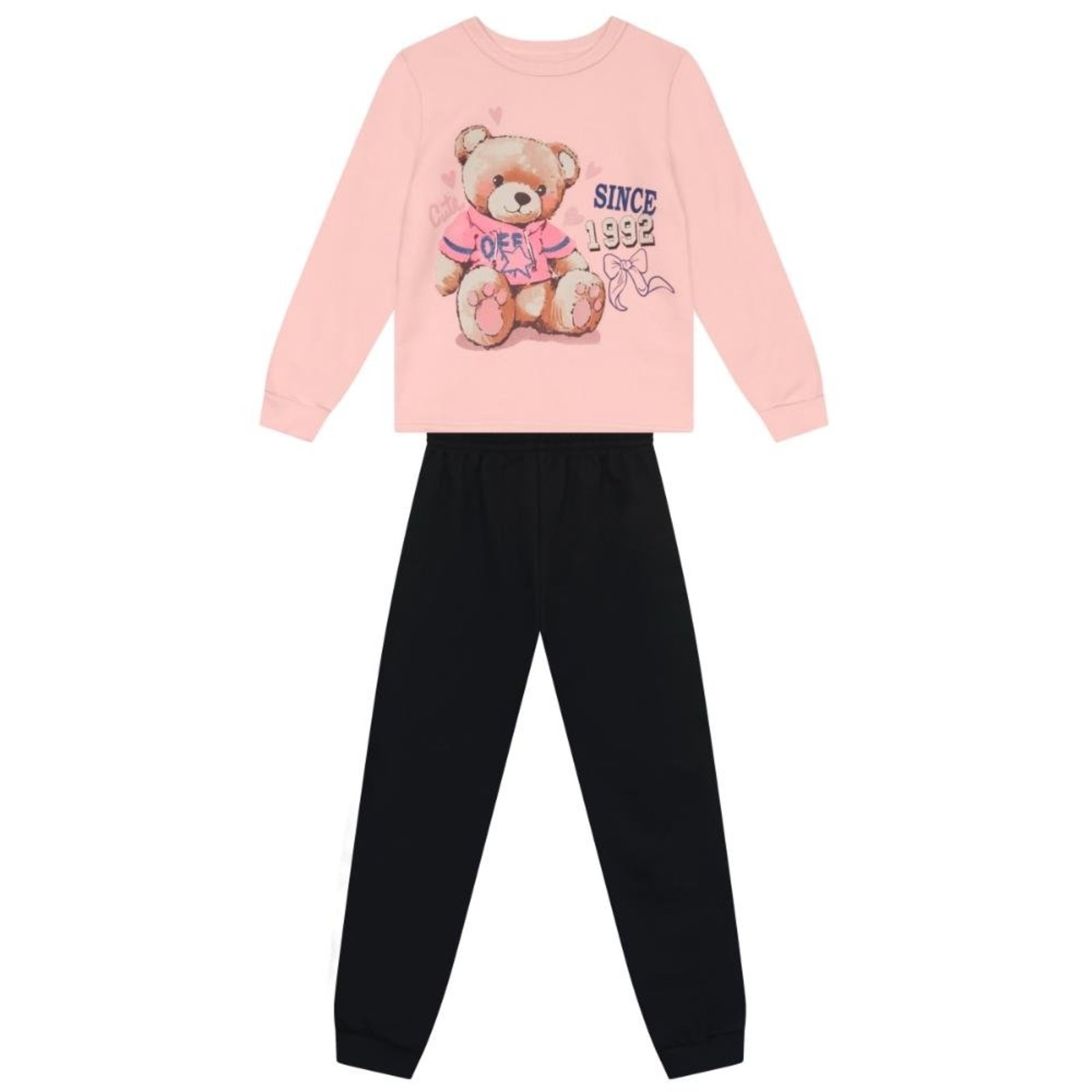 Infantil - Conjunto menina de urso com glitter Brandili