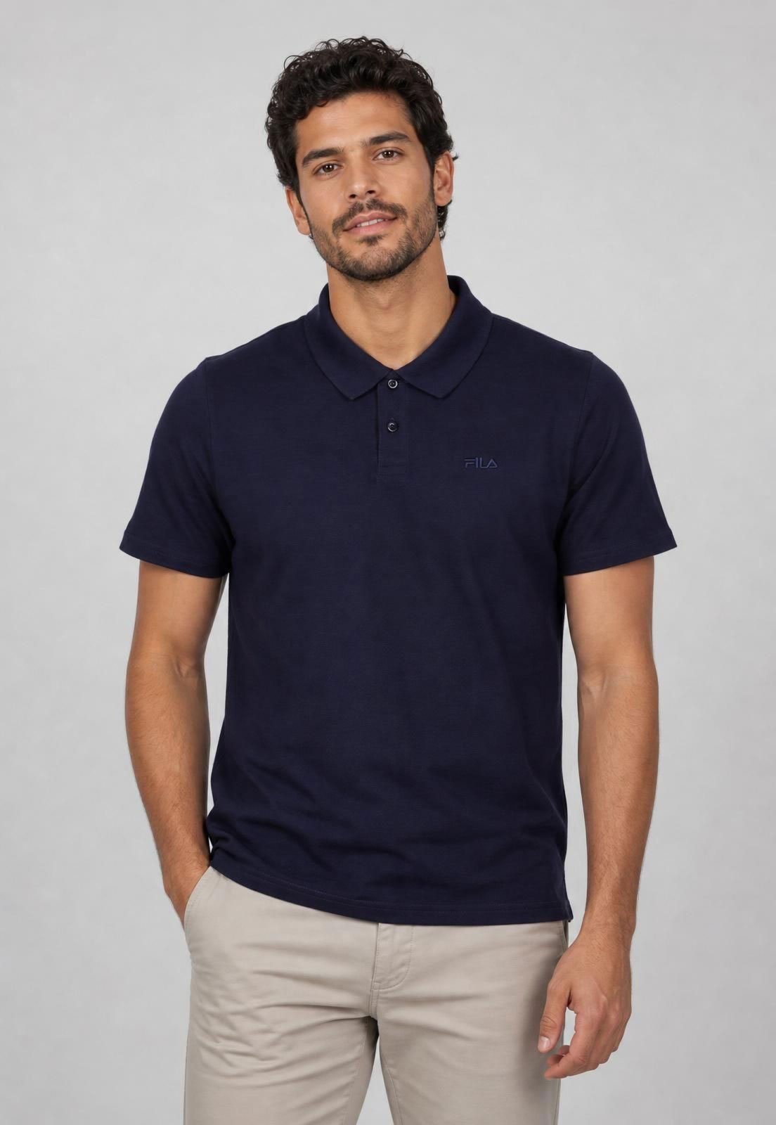 Camiseta Masculina Fila Gola Polo Azul Marinho
