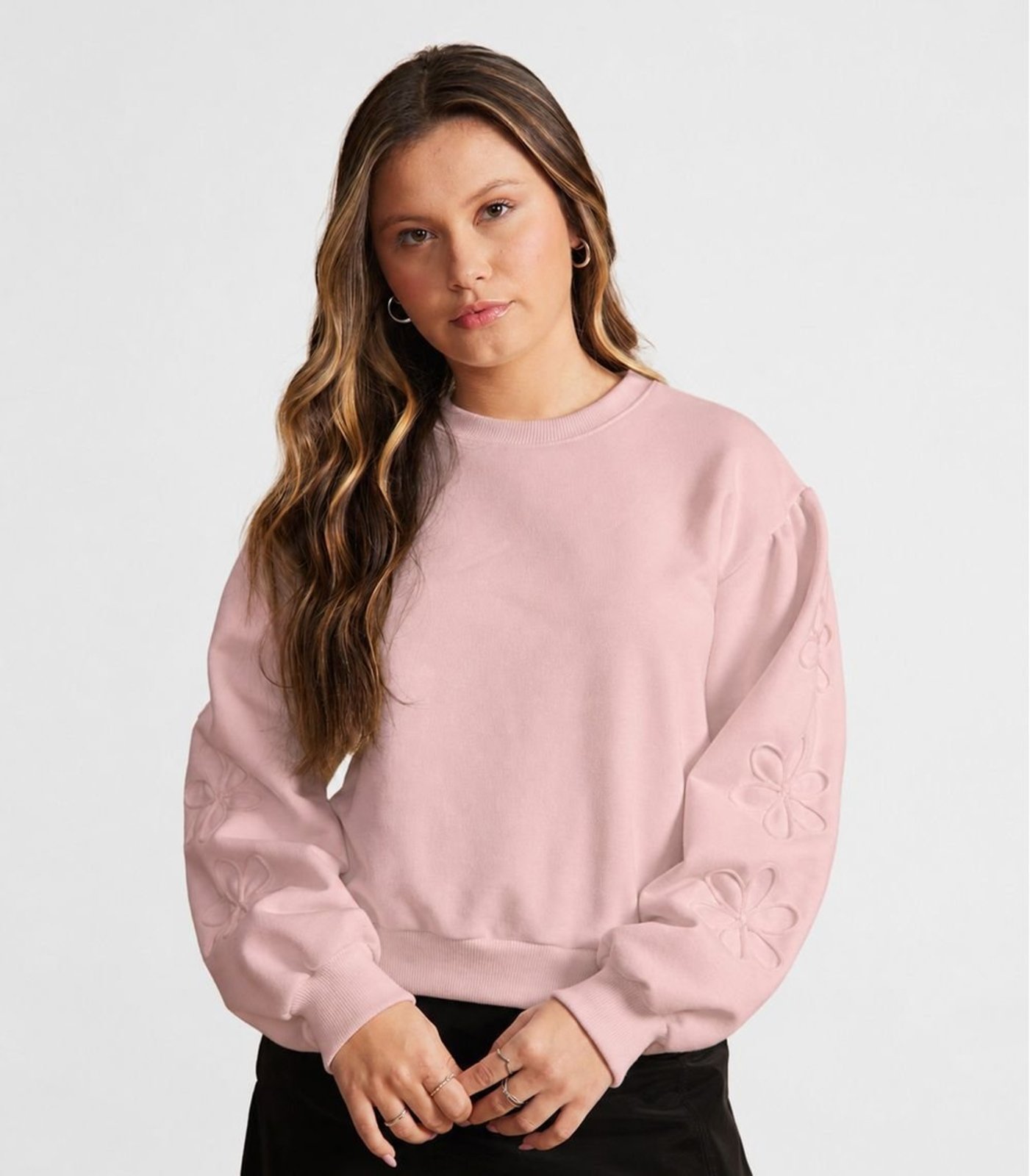 Infantil - Blusão Juvenil Moletom Felpado Com Bordado Minty Rosa