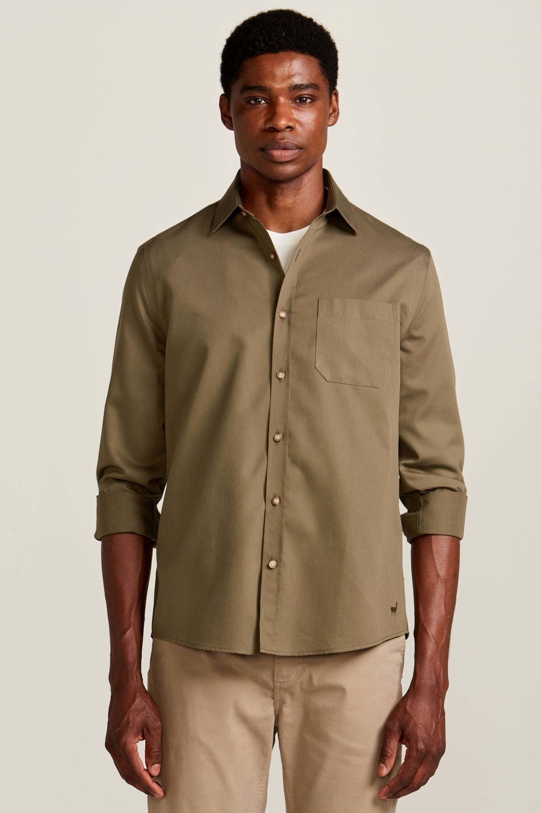 Camisa Sarja Leve Verde Oliva Zapälla Verde