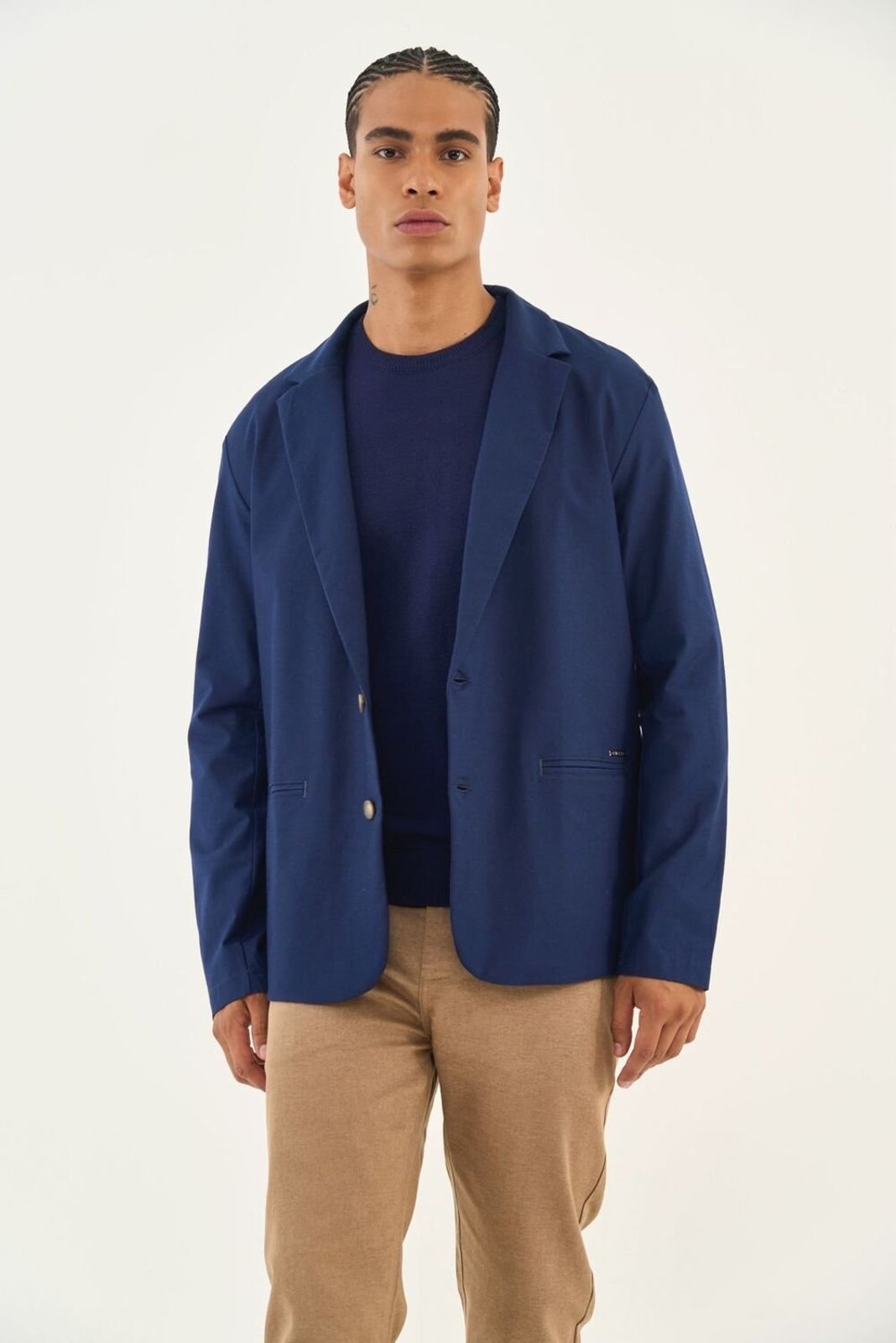 Blazer Reto Em Alfaiataria Colcci Azul Darkness
