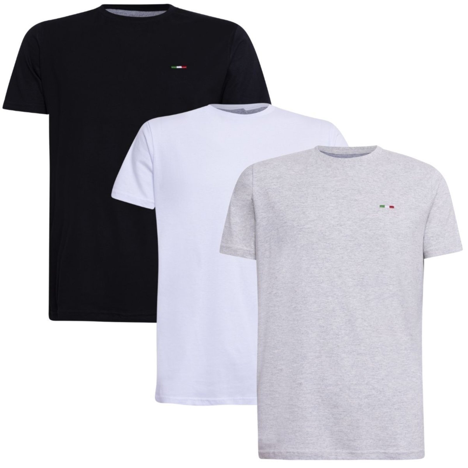 Kit 3 peças Camiseta Industrie Básica Bordada Itália Tommi Algodão Premium Masculina