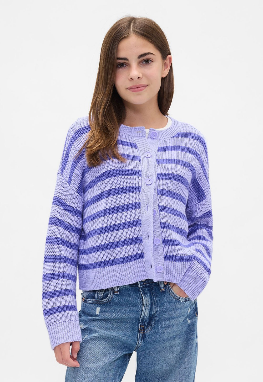 Infantil – Suéter Tricot GAP Listrado Lilás