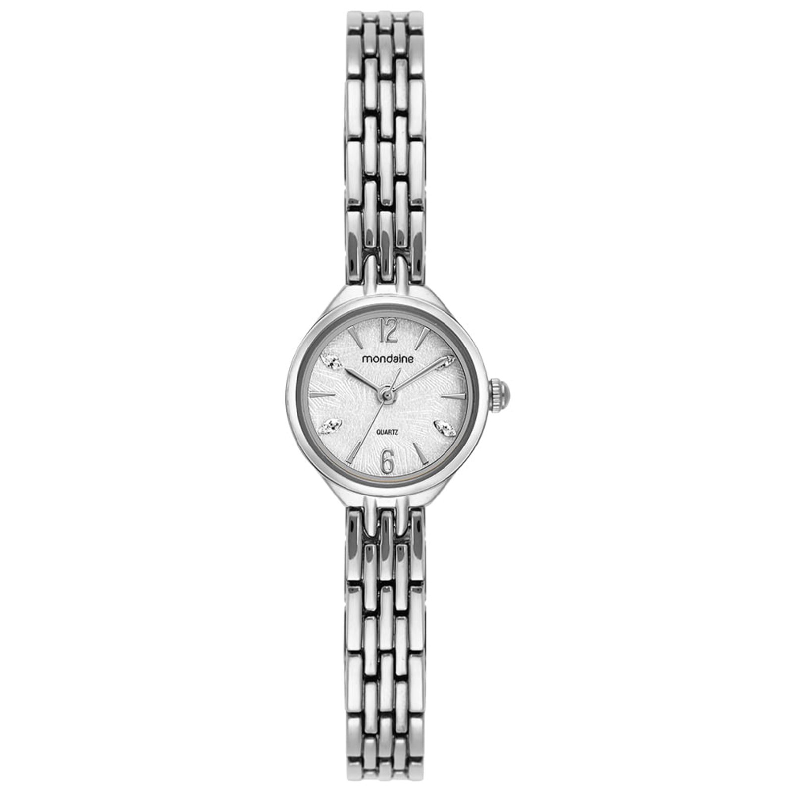 Relógio Feminino Prata Pulseira Solida Caixa Pequena Mondaine