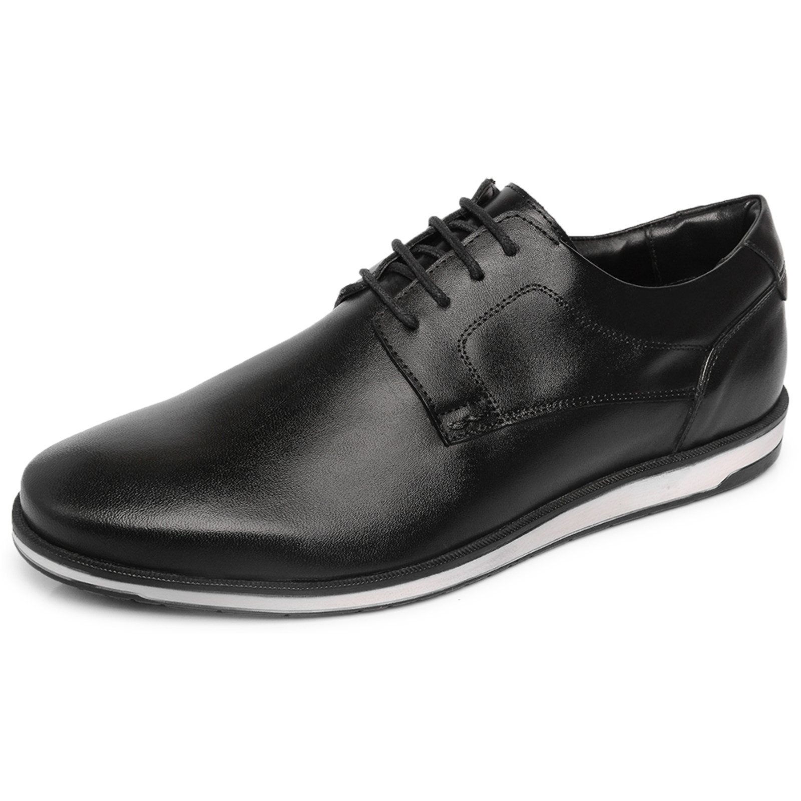 Sapato Social Bico Redondo Masculino Brogue Em Couro Preto 16003