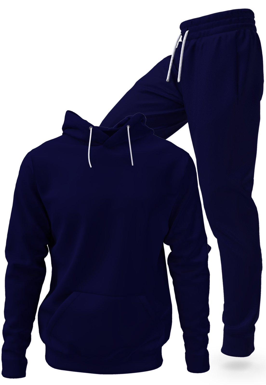 Conjunto Moletom Blusa De Frio Com Capuz E Calça Jogger Tecido Felpado Macio Premium Marinho