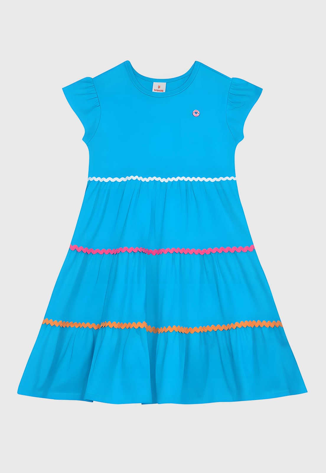 Infantil - Vestido Brandili Manga Babado Azul