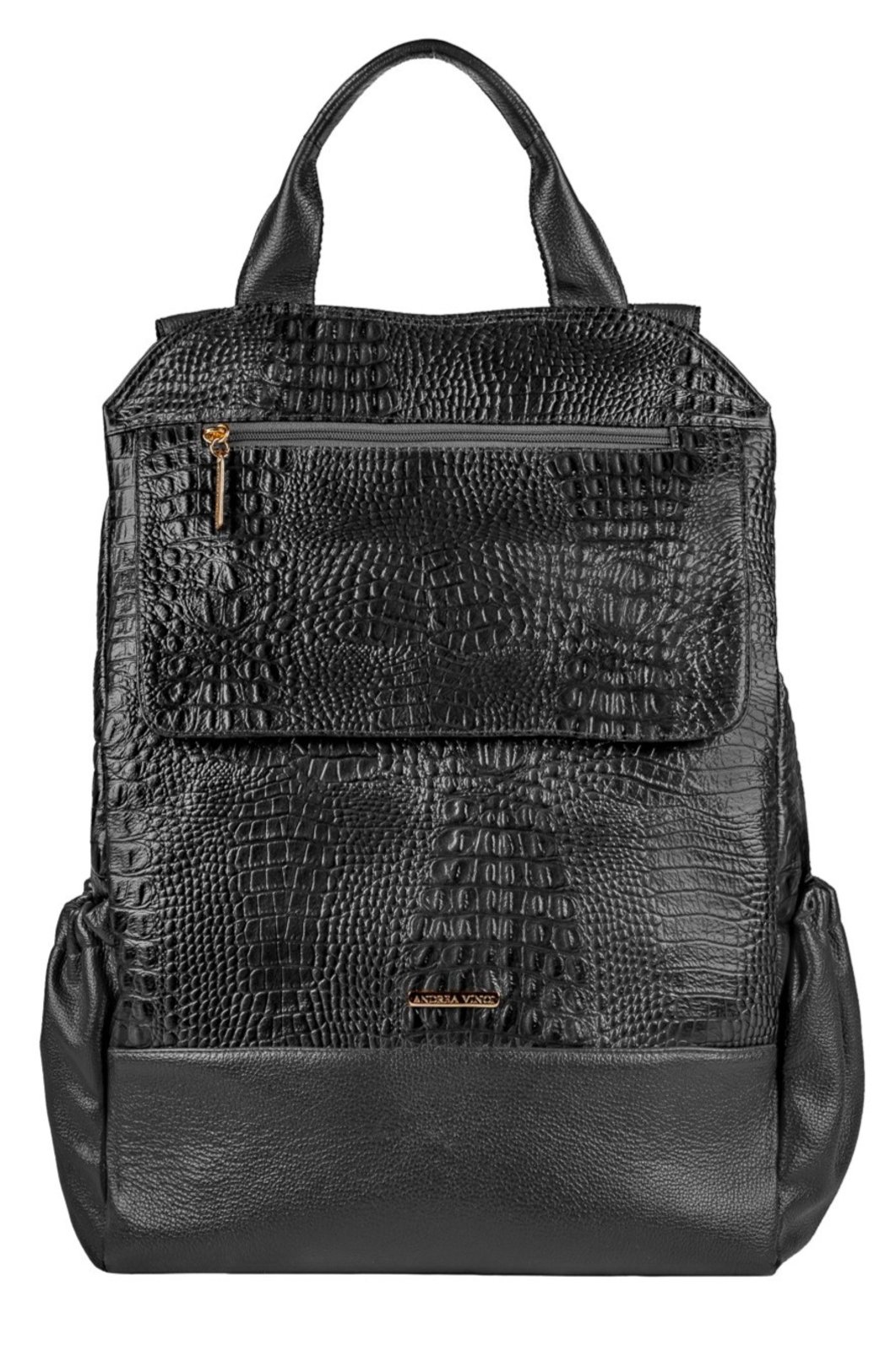 Mochila antifurto grande de couro croco Suzana Preto