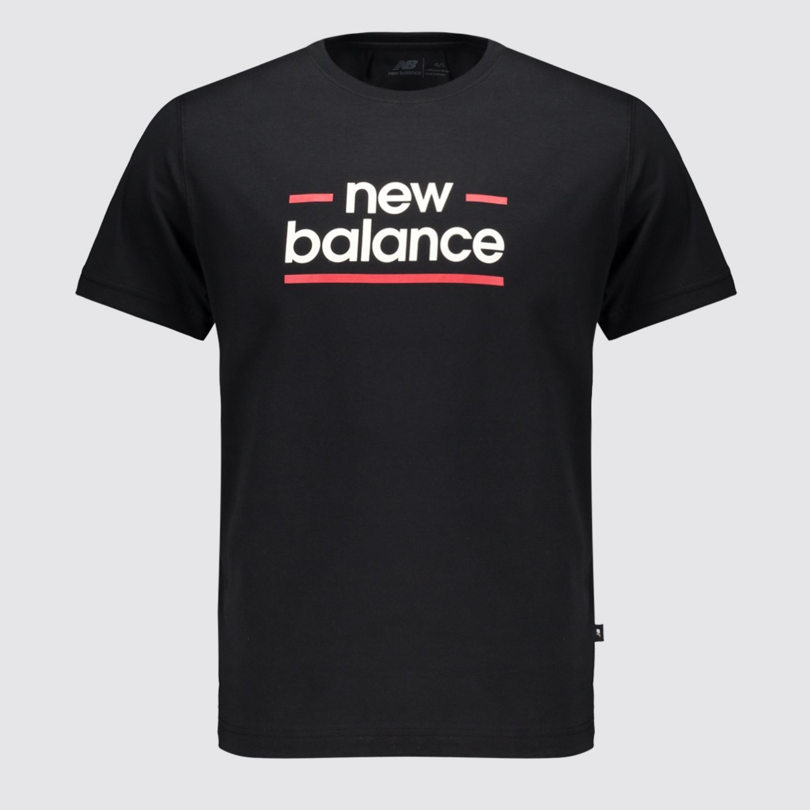 Vista 2 Camisa New Balance Linear Lines Preta preto New Balance preto