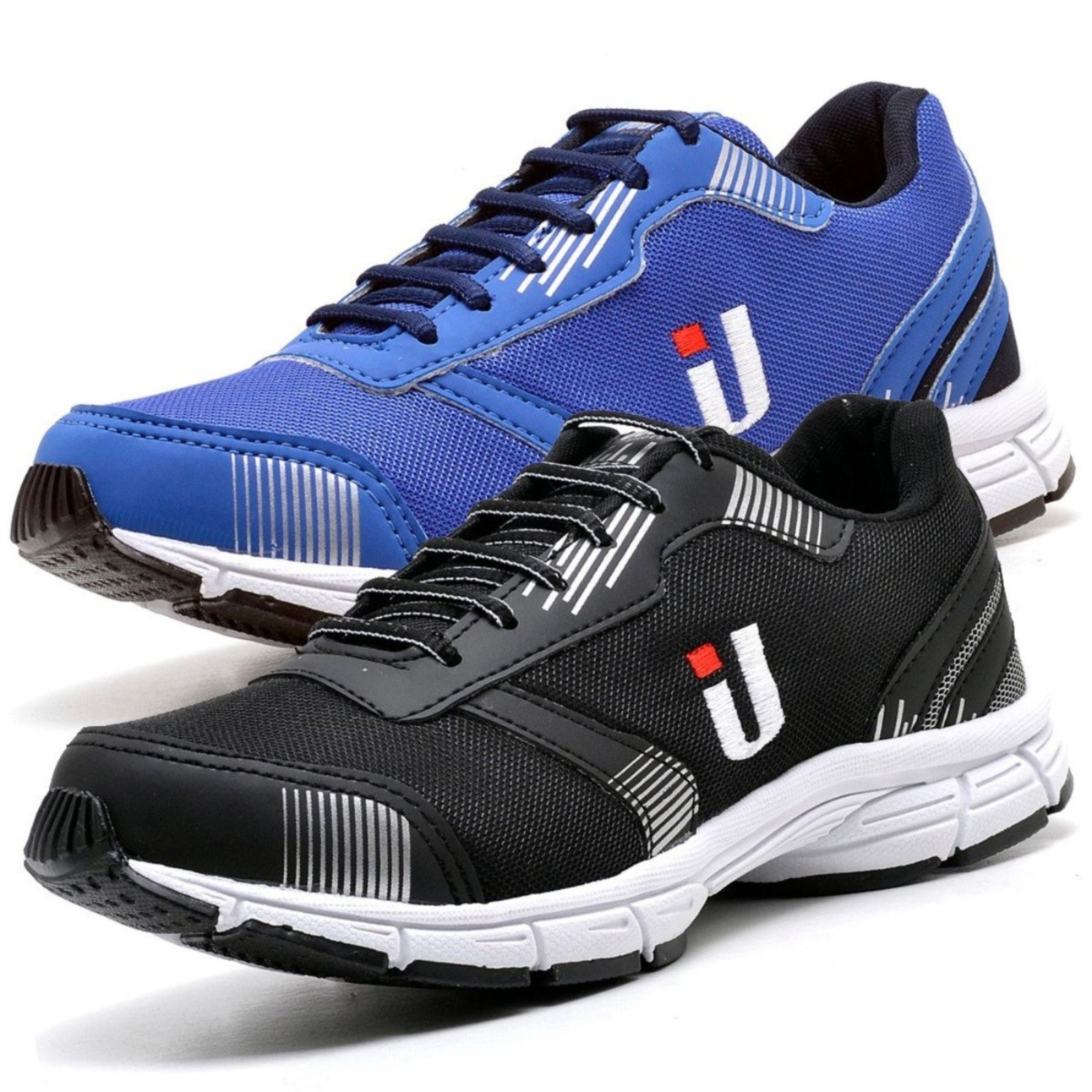Kit 2 Tênis Masculino Esportivo Izabella Helena Academia Treino Confortável Leve Preto e Azul