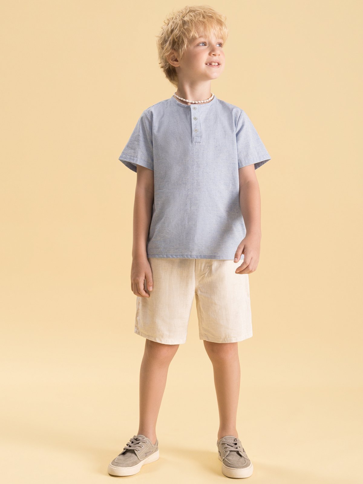 Infantil – Conjunto Menino Bugbee de Bata em Tecido Mesclado