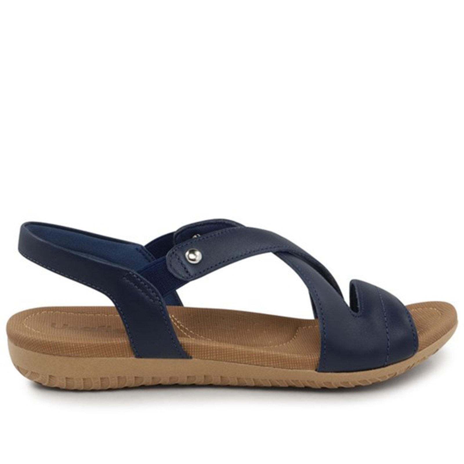 Sandália Usaflex Rasteira Couro Elastico Conforto R1804 New Blue -102