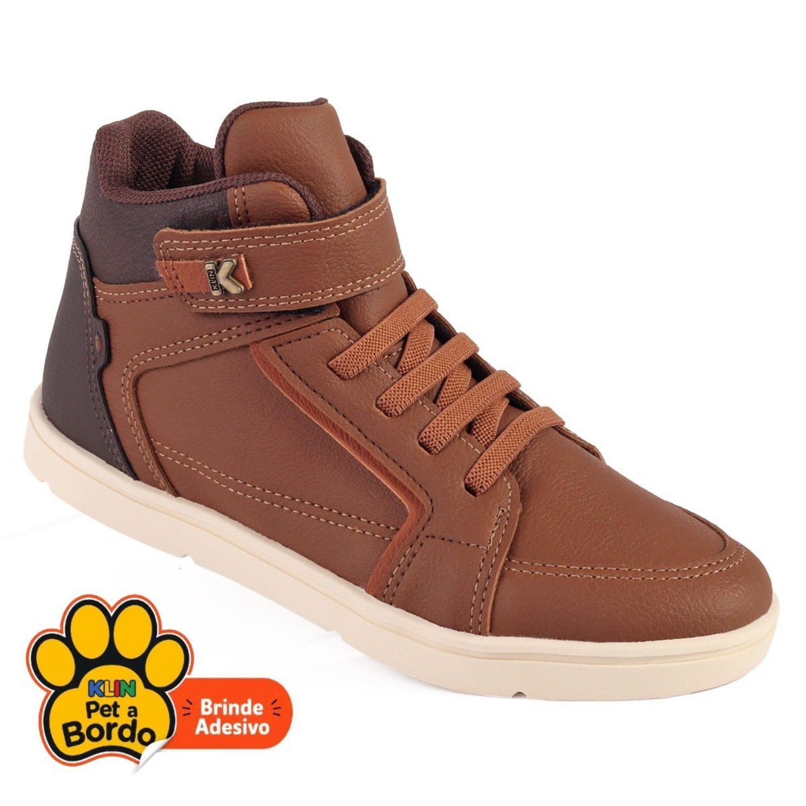Infantil - Tênis Botinha Menino Klin Flyer Mini Marrom – Cano Alto Calce Fácil