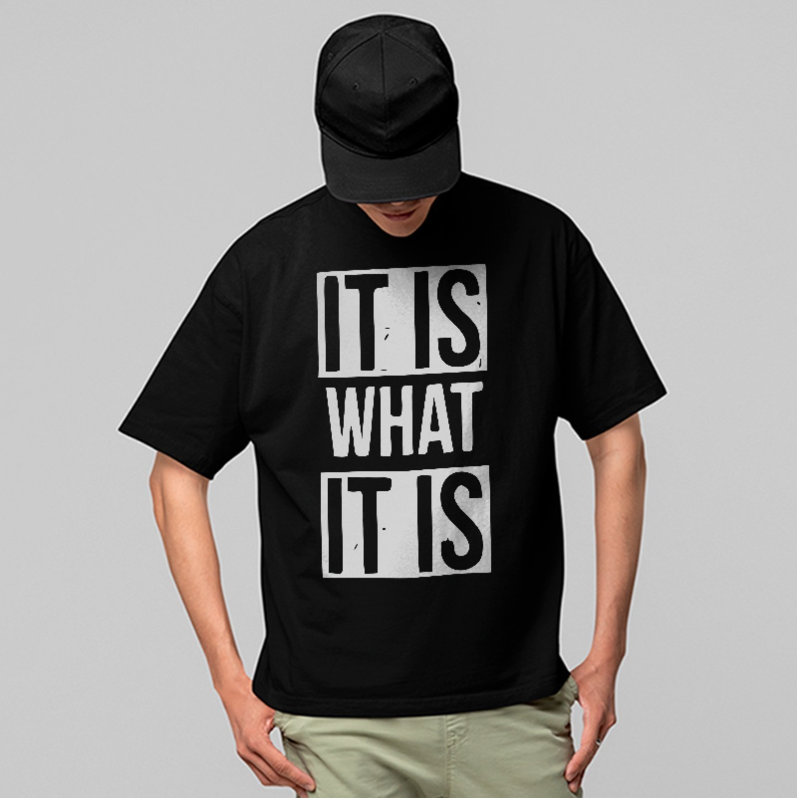 Camiseta Oversized Premium It Is What It Is Street Quote Unissex Preto