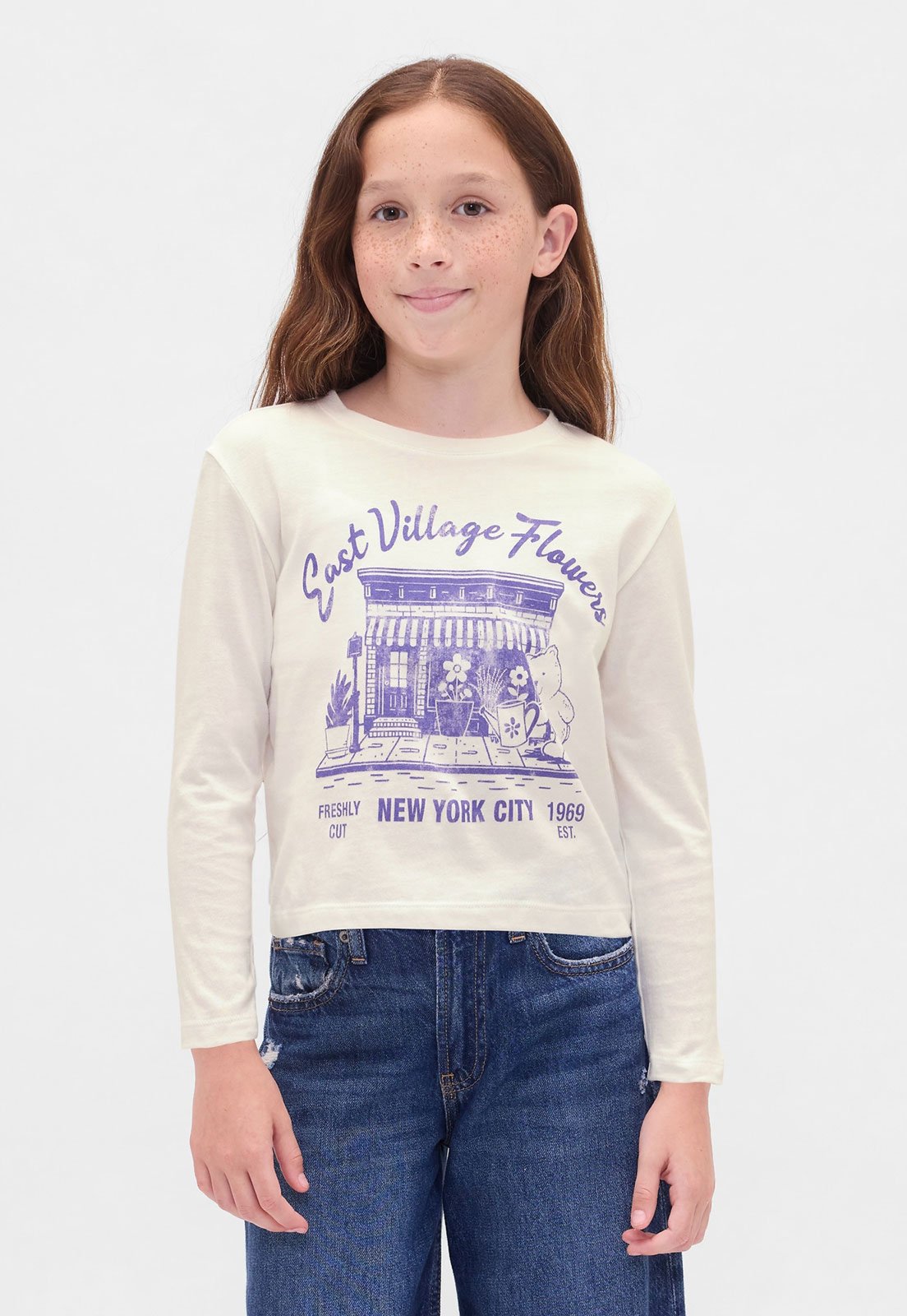 Infantil – Camiseta GAP Estampada Off-White