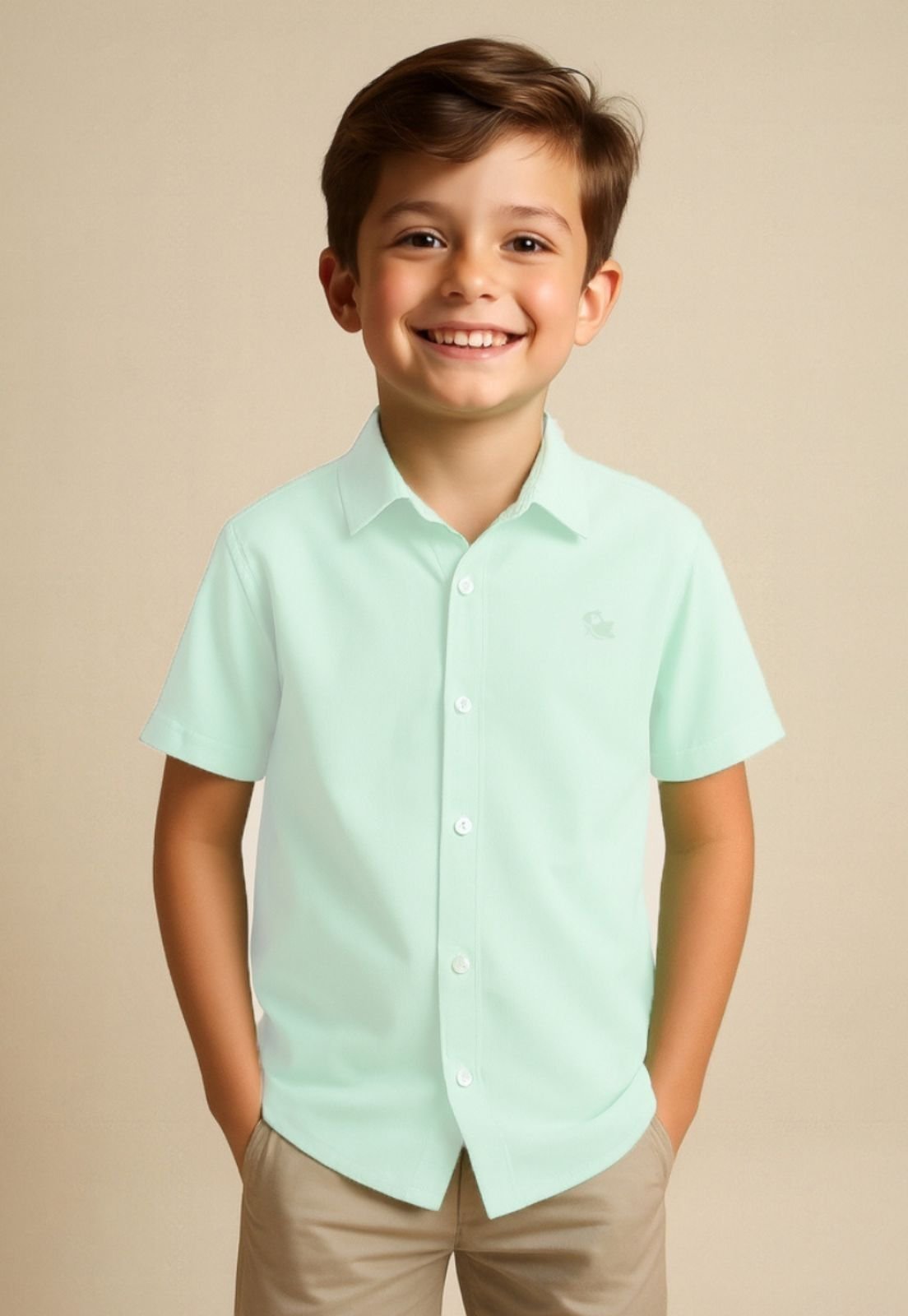 Infantil - Camisa Social Menino Manga Curta Daze Modas Verde