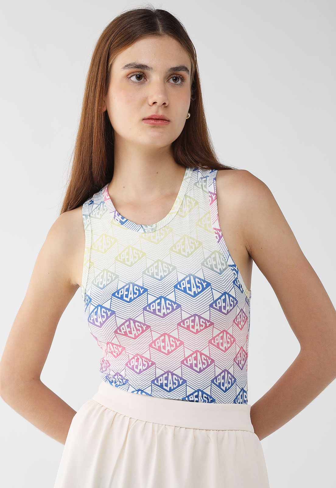 Regata Feminina Lança Perfume Estampada Off-White