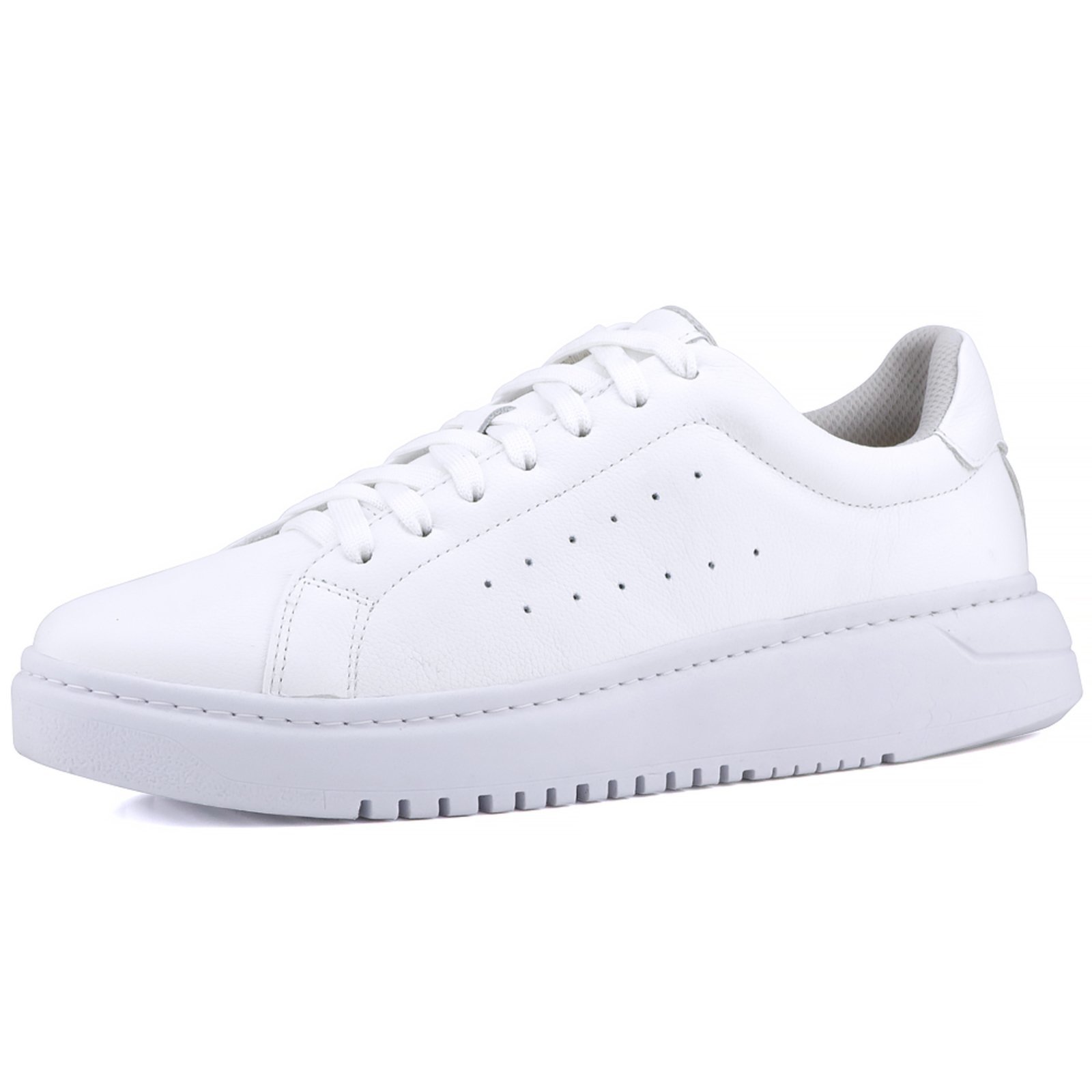 Tênis De Couro Casual Mr. Gutt Masculino Liso Branco