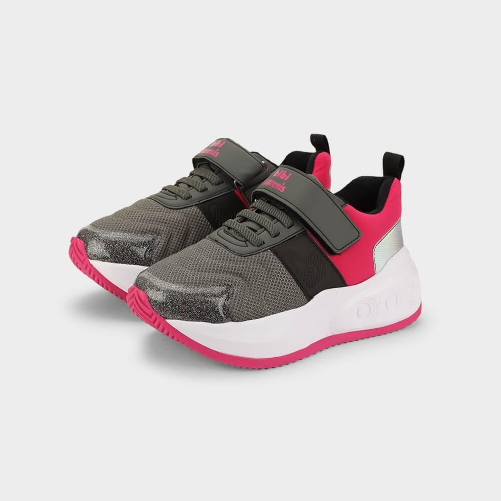 Vista 3 Infantil - Tênis de Rodinhas Bibi Skatenis Cinza e Rosa Calçados Bibi cinza rosa Calçados Bibi cinza rosa