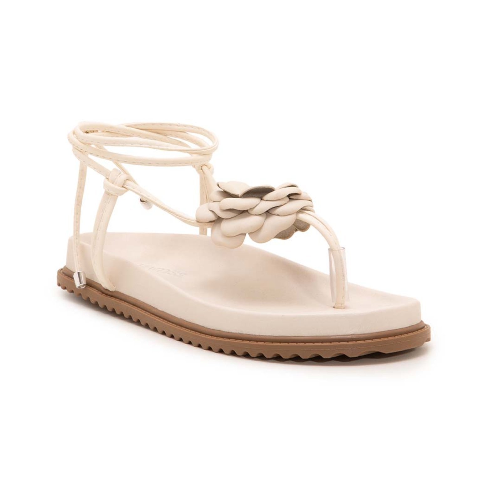 Sandália Via Miss Papete Amarração Flor Moderna Off-white
