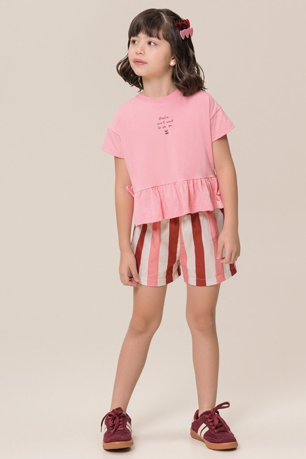 Infantil - Conjunto Bugbee Blusa Meia Malha e Shorts Tecido Estampado