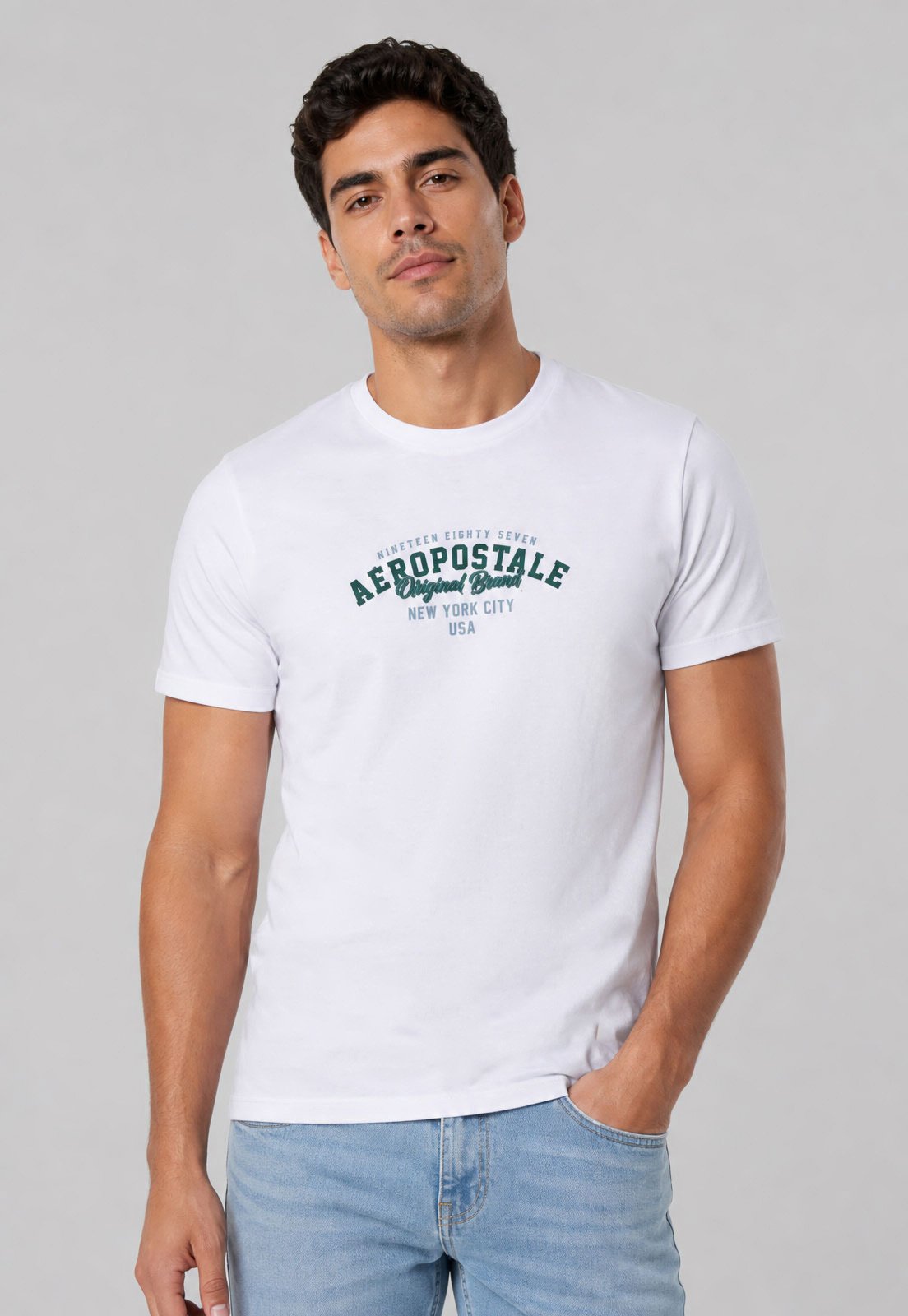 Camiseta Masculina Aeropostale Logo Branca