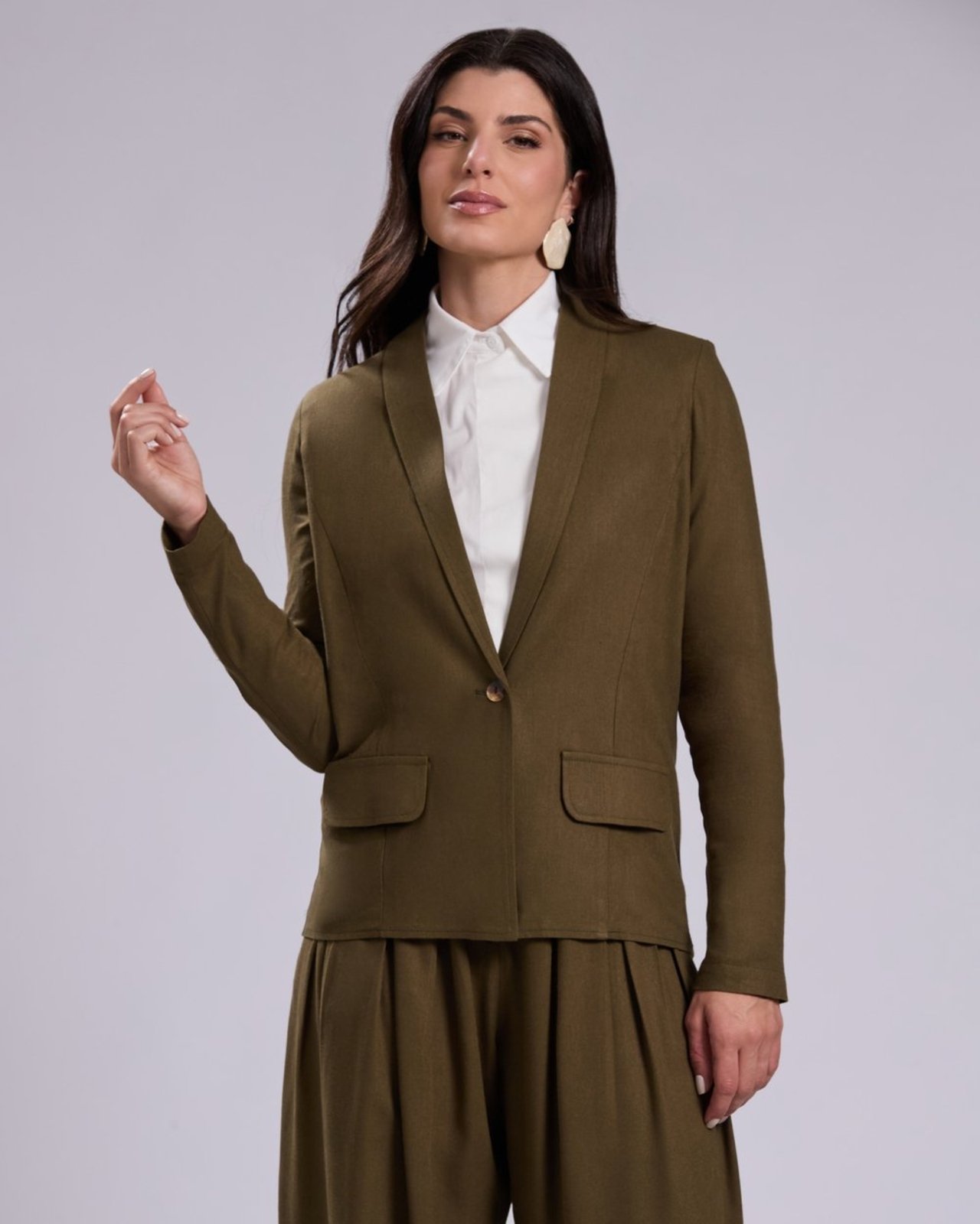 Blazer linho Veronica Verde Musgo