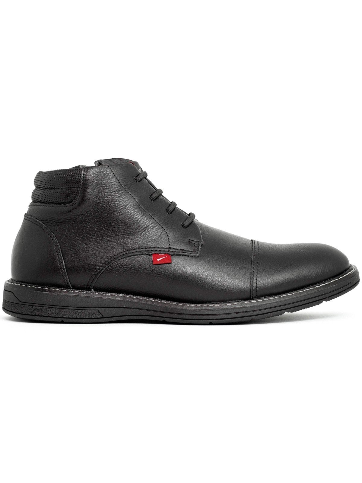 Bota Masculina Ferracini Kingston 24h Casual Couro Elástico Conforto Preto All Black