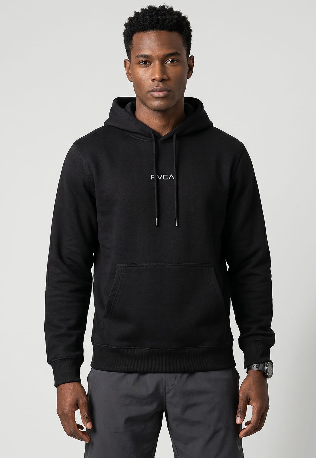 Blusa de Moletom Masculina RVCA Capuz Preta